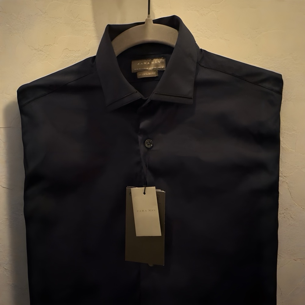 Zara Blue Dress Shirt Elegant Formal Wear